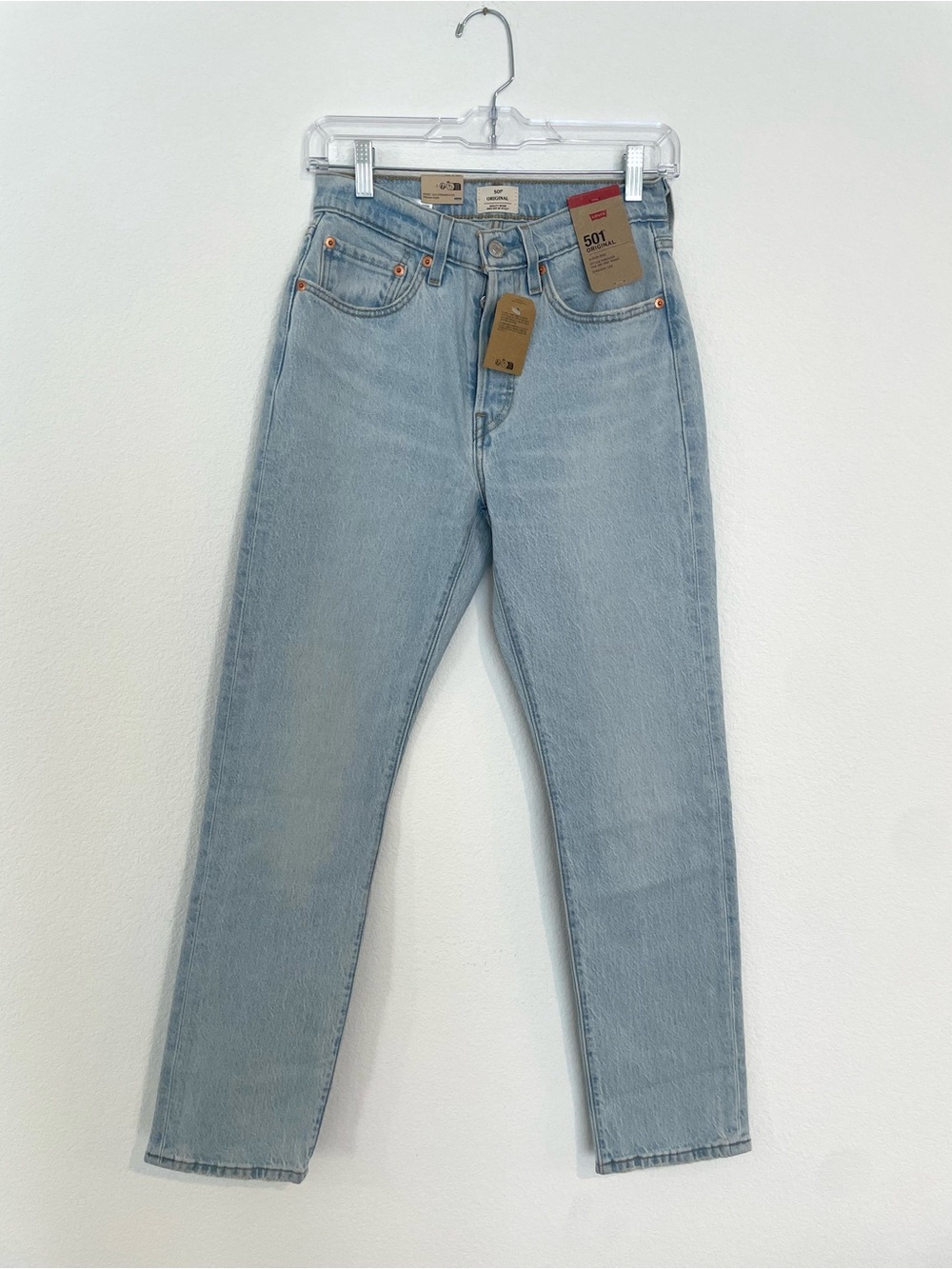 Levi's 501 Original Straight Leg Button Fly Jeans in Light Blue 26x30
